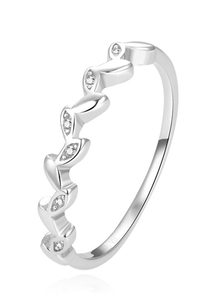 Csillogó ezüst gyűrű átlátszó cirkónium kővel AGG389