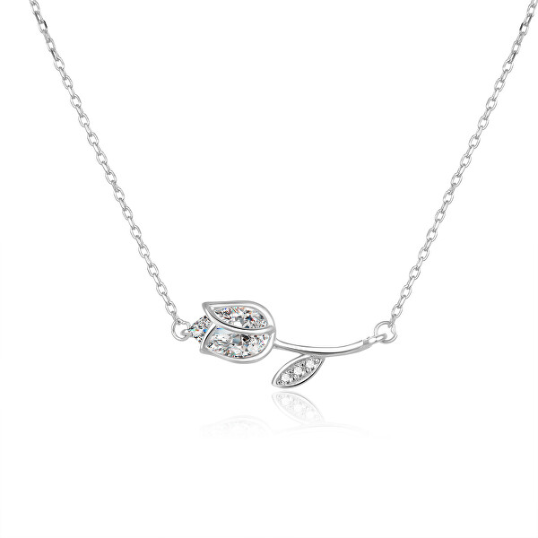 Romantický stříbrný náhrdelník s čirými zirkony AGS486/47L