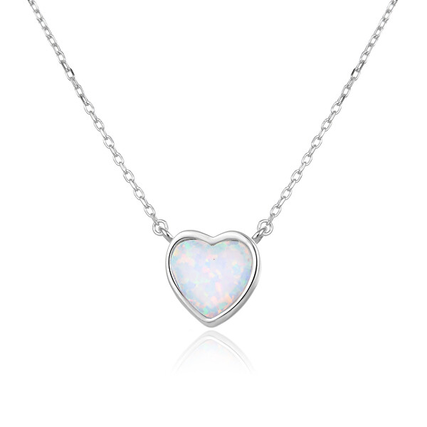 Romantický stříbrný náhrdelník se syntetickým opálem AGS817/45L