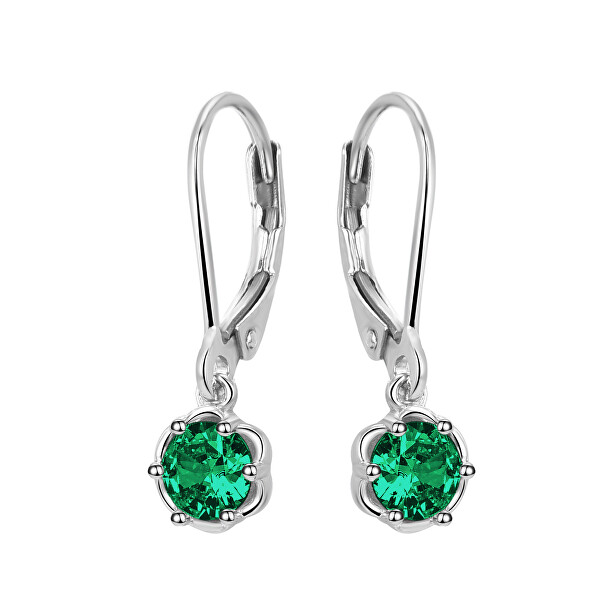 Eleganti orecchini in argento con zirconi verdi AGUC3340-GR