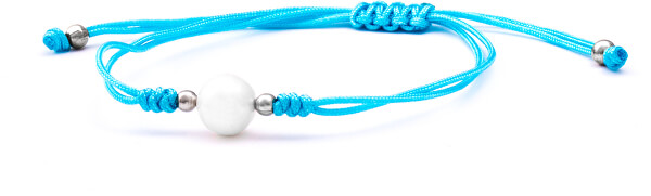 Šňůrkový modrý kabala náramek s pravou perlou AGB567