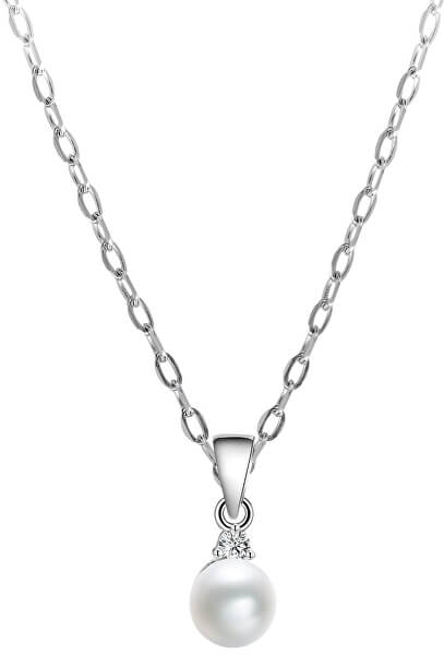 Stříbrný náhrdelník s pravou perlou AGS906/45 (řetízek, přívěsek)