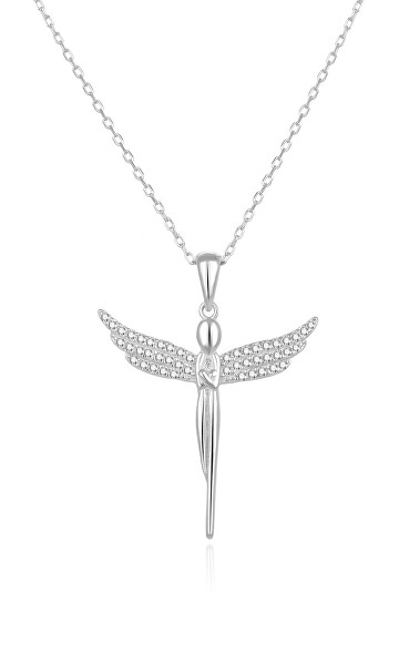 Stříbrný náhrdelník se zirkony Anděl TAGS835/47L (řetízek, přívěsek)