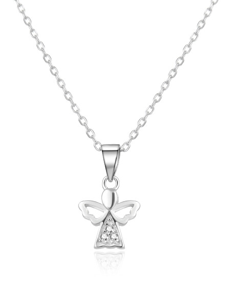 Stříbrný náhrdelník se zirkony Andělíček AGS664/47L (řetízek, přívěsek)