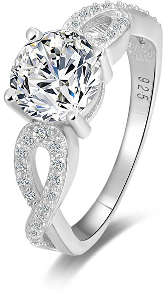 Stříbrný prsten s třpytivými krystaly AGG204
