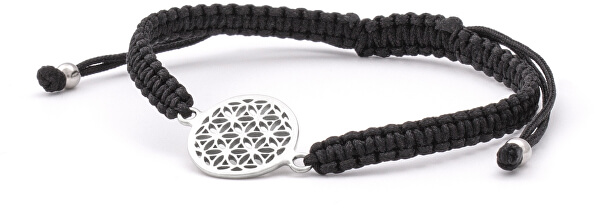 Stilvolles schwarzes Schnur-Kabbalah-Armband Mandala AGB564