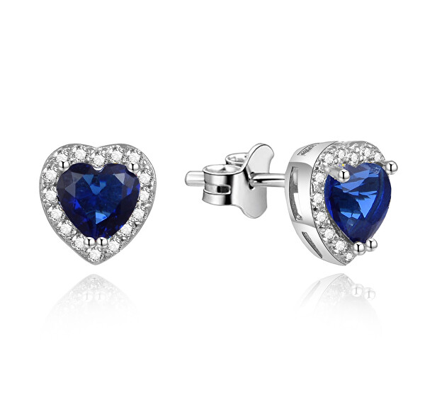 Csillogó szív fülbevaló kék cirkónium kövekkel AGUP1487