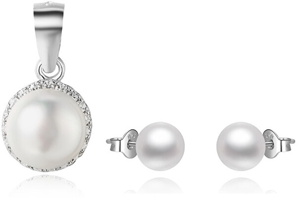 Set redus de bijuterii cu perle Beneto (pandantiv, cercei)