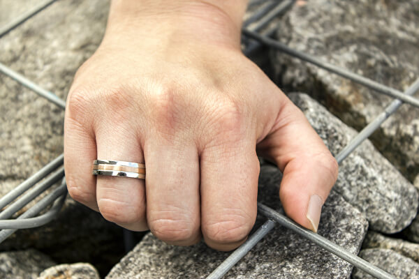 Bicolor prsten z oceli SPP10