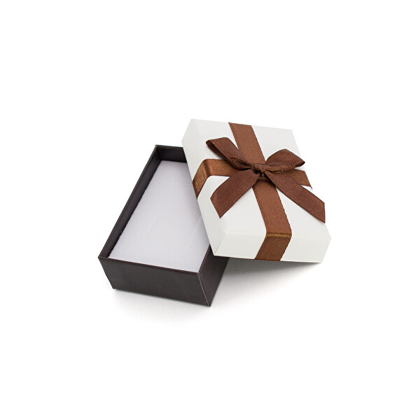 Biela darčeková krabička s hnedou stužkou KP9-8