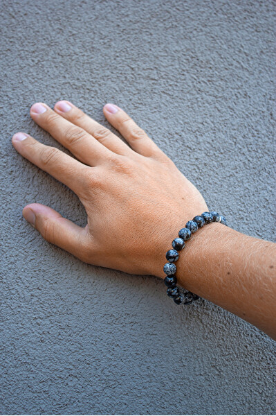 Korálkový náramek z obsidiánu MINK157/20