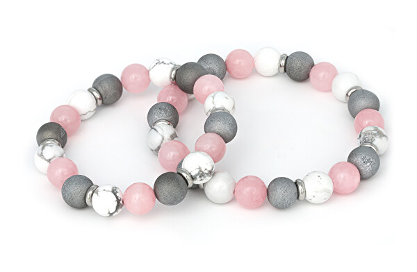 Bracciale minerale per madre e figlia MINK34/SET (giada, howlite, agata)