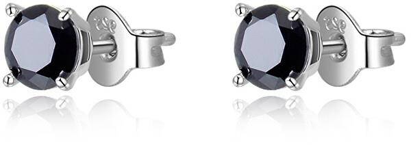 Moderni orecchini a bottone in argento con zirconi neri AGUP2256