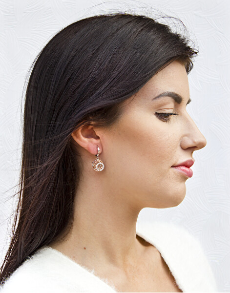 Modische zweifarbige Ohrringe mit Zirkonen  AGUP2689-RHR