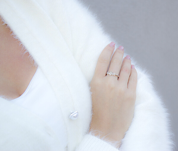 Pôvabný strieborný prsteň so zirkónmi AGG465