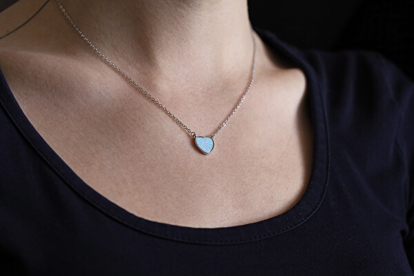 Romantický stříbrný náhrdelník se syntetickým opálem AGS817/45L