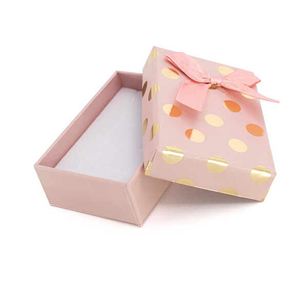 Růžová dárková krabička se zlatými puntíky KP7-8