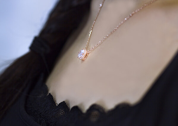 Růžově pozlacený stříbrný náhrdelník s krystaly AGS1135/47-ROSE