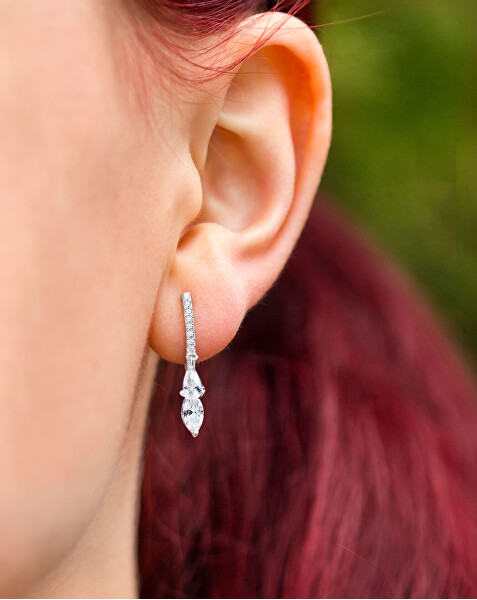 Silberne Ohrringe mit Kristallen AGUP1150