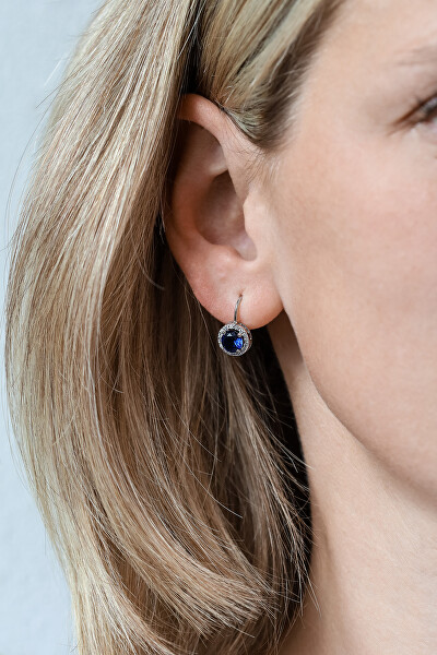 Silberne Ohrringe mit blauen Kristallen AGUC1156