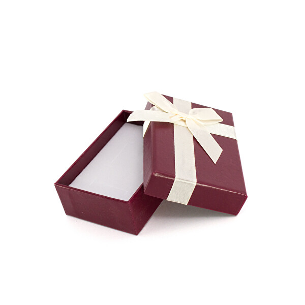 Vínová dárková krabička s krémovou stužkou KP8-8
