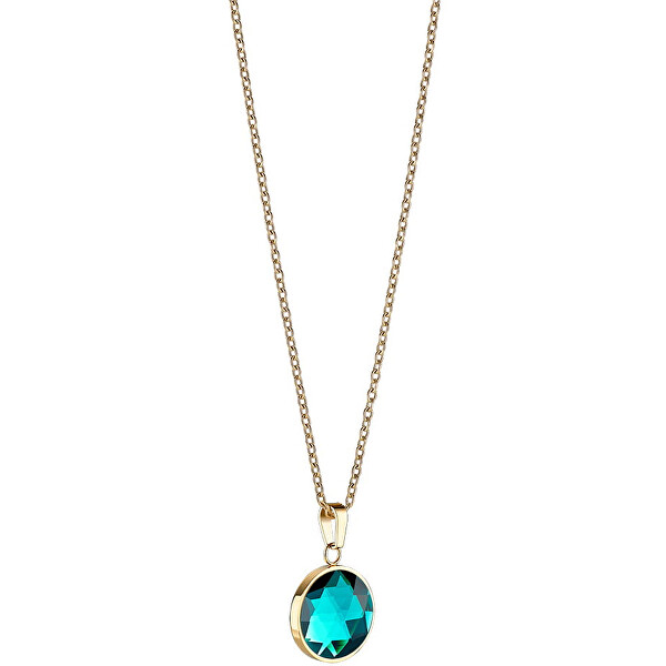 Slušivý pozlacený náhrdelník s tyrkysovým krystalem Artic Symphony 436-256-450