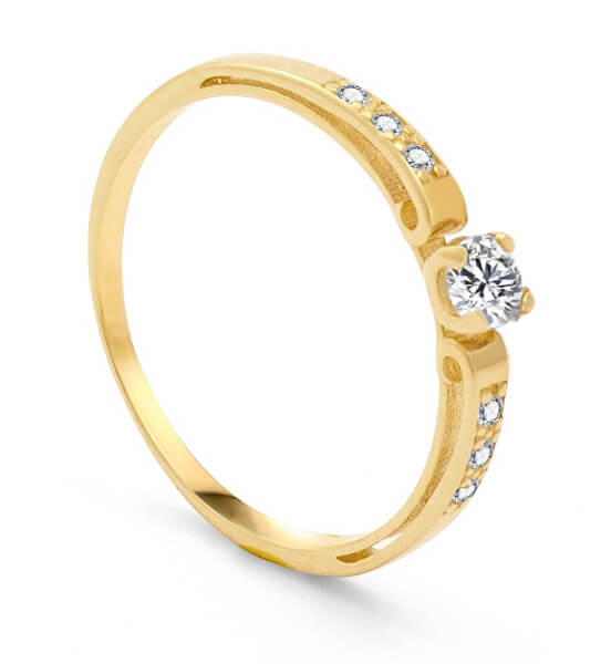 Dámský prsten ze žlutého zlata se zirkony AUG0002-G-WH