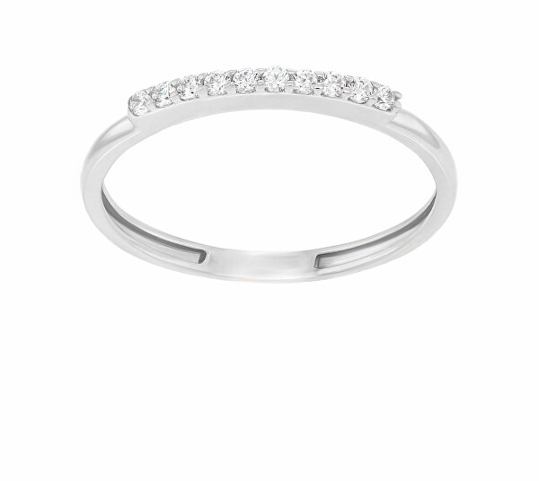 Elegantný prsteň z bieleho zlata so zirkónmi GR067WAU