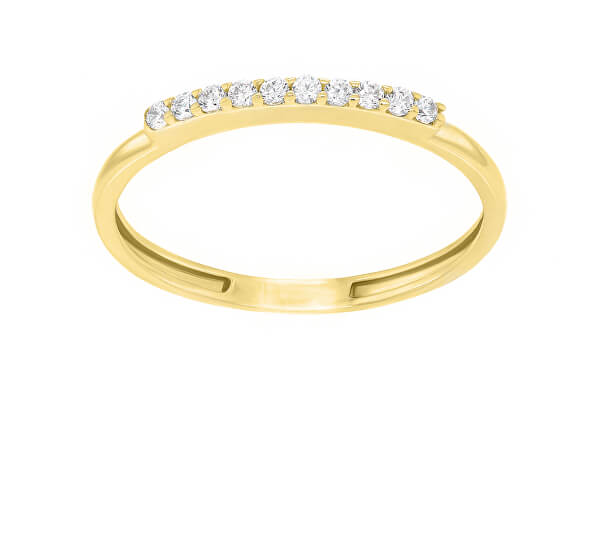 Elegantný prsteň zo žltého zlata so zirkónmi GR067YAU