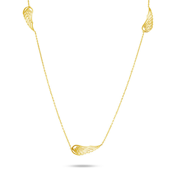Hravý náhrdelník ze žlutého zlata s andělskými křídly NCL067AUY