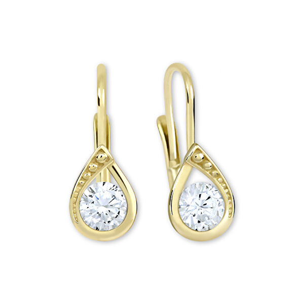 Wunderschöne goldene Ohrringe mit klaren Kristallen 236 001 00960