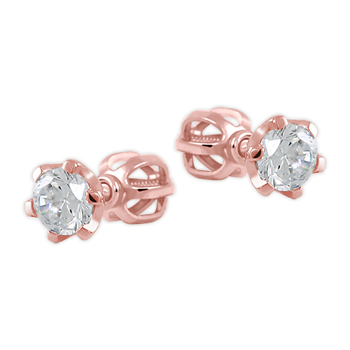 Rózsaszín arany fülbevaló kristályokkal 236 001 00765 05