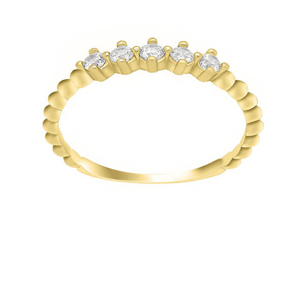 Něžný prsten ze žlutého zlata se zirkony GR122YAU