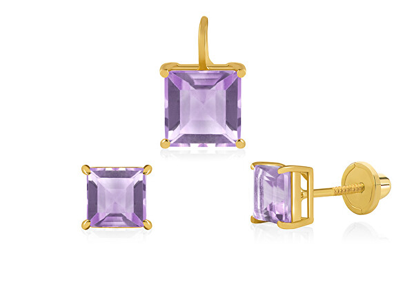 Bezauberndes Schmuckset mit Amethysten (Ohrringe, Anhänger)