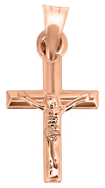 Přívěsek z růžového zlata Ježíš na kříži CRS067_AU_R