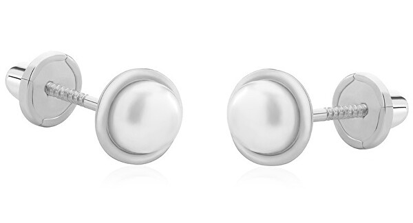 Půvabné náušnice z bílého zlata s pravou perlou 14/140.490/17P Esp white gold
