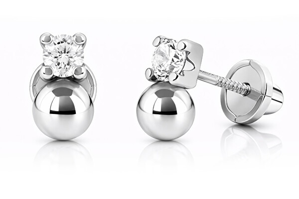 Pôvabné náušnice z bieleho zlata so zirkónmi 14/254.851/17ZIR Esp White gold