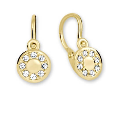 Schöne goldene Ohrringe mit klaren Kristallen 239 001 00729