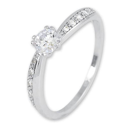 Třpytivý prsten z bílého zlata s krystaly 229 001 00830 07