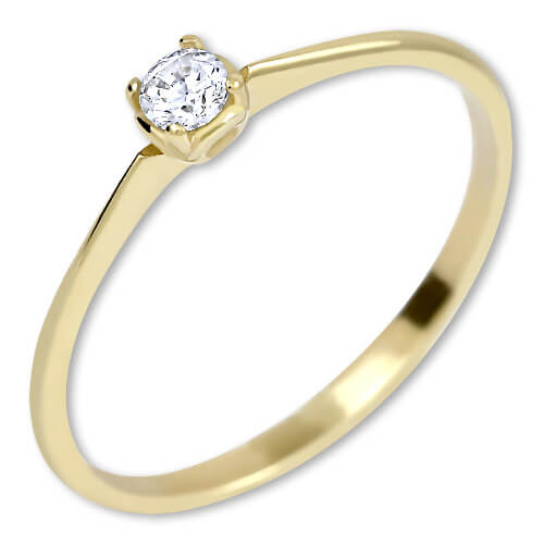 Zásnubný prsteň zo žltého zlata s kryštálom 226 001 01036