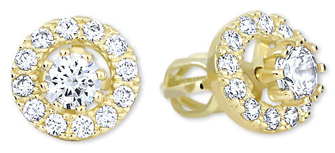 Runde Ohrringe aus Gold mit klaren Kristallen 2 in 1 239 001 00860