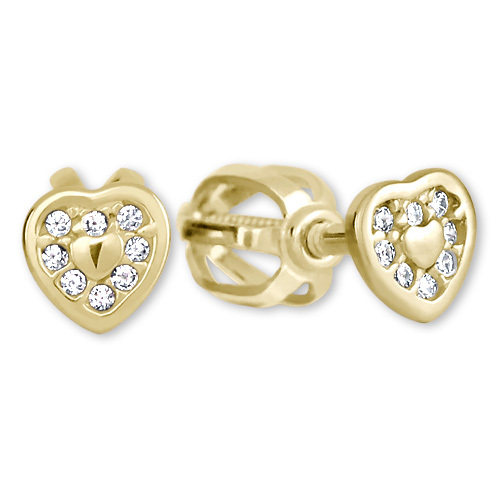 Goldene Ohrringe Herzen mit Kristallen 239 001 00724