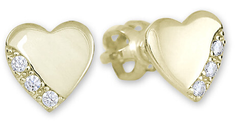 Goldene Ohrringe Herzen mit Kristallen 239 001 01071