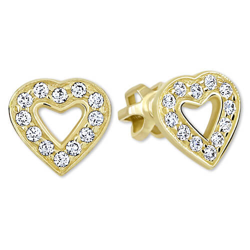 Cercei din aur in forma de inimă cu cristale 239 001 00207