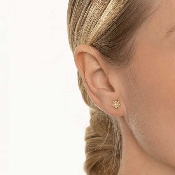 Elegante Ohrringe aus Gelbgold mit echter Perle 14/144.691/17P