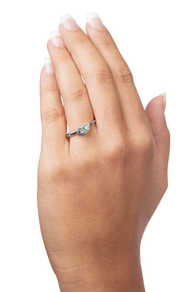 Okouzlující zásnubní prsten z bílého zlata 229 001 00804 07