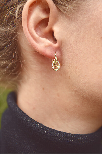 Goldene Ohrringe mit Kristallen 239 001 00797