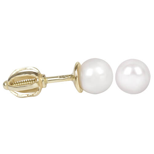 Goldene Damenohrringe mit einer Perle 235 001 00403