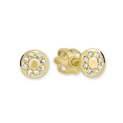 Runde Ohrringe aus Gold mit klaren Kristallen 239 001 00701