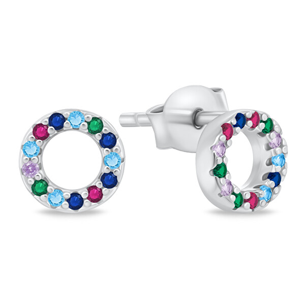 Blyštivé stříbrné náušnice kruhy EA102WRBW